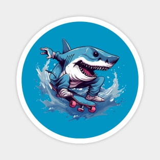 shark riding a skateboard Magnet